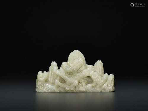 A JADE DRAGON BRUSH REST, QING