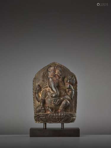 A STONE RELIEF OF GANESHA