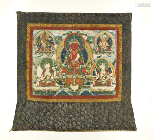 A LARGE AMITAYUS THANGKA 18TH CENTURY