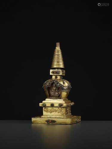 A REPOUSSE STUPA 18TH CENTURY