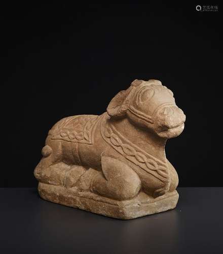 A SANDSTONE NANDI 15TH CENTURY