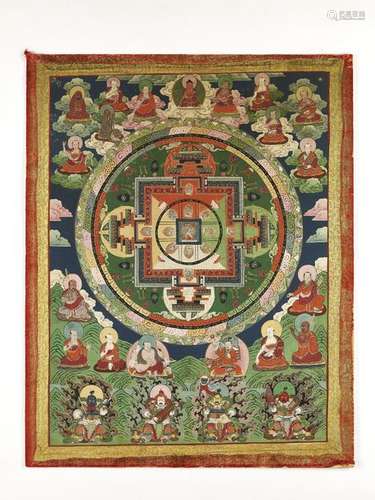 AN 18 ARHATS MANDALA 19TH CENTURY