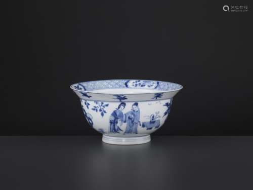 A KANGXI BLUE & WHITE KLAPMUTS BOWL