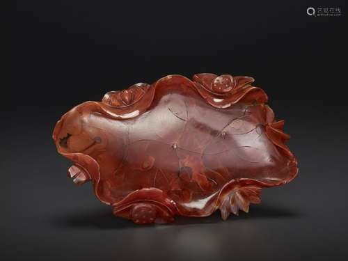 A CARNELIAN AGATE BRUSH WASHER, QING