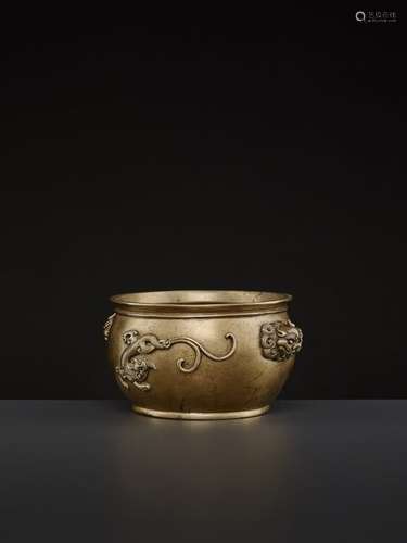 A CHILONG BRONZE CENSER, QING