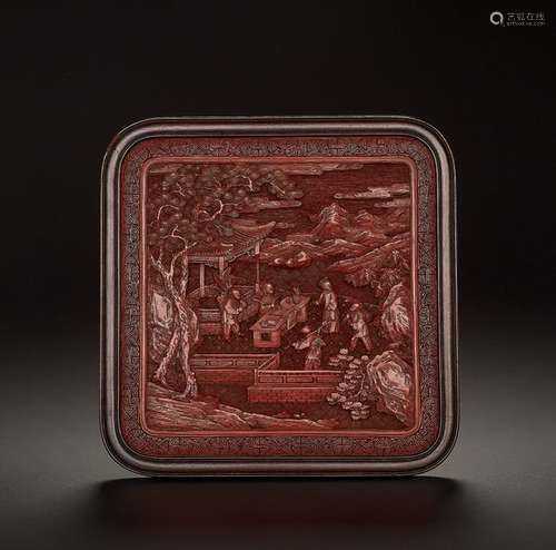 A CINNABAR LACQUER PANEL, QIANLONG