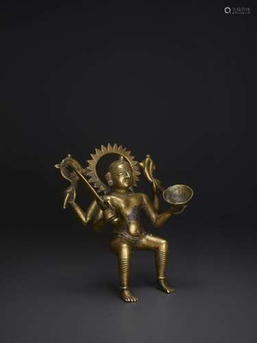 A RARE HINDU BRONZE DEITY