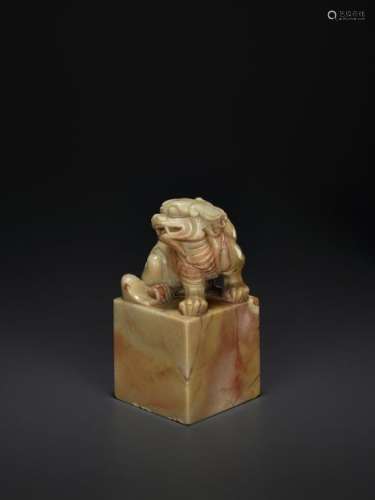 A LARGE SOAPSTONE SEAL, QING