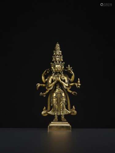 AN AVALOKITESHVARA BRONZE 18TH CENTURY