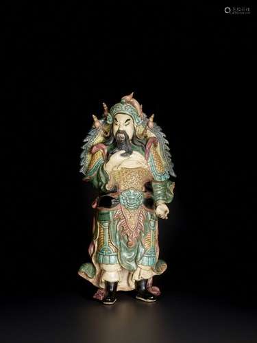 A FAHUA STATUE OF GUANDI, QING