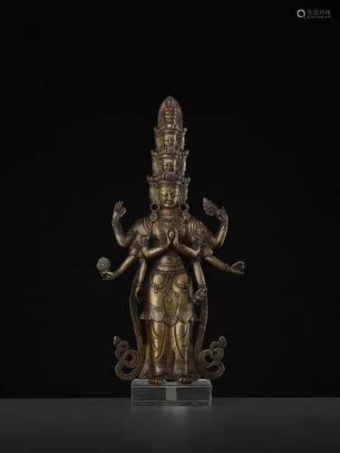 AN AVALOKITESHVARA BRONZE 17TH CENTURY