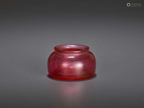 A SMALL PINK GLASS WASHER, QIANLONG