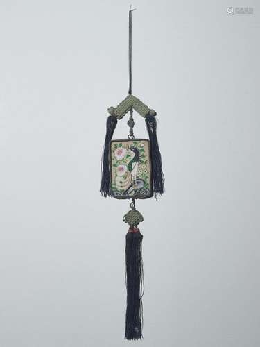 A PAINTED SILK MIRROR, QING DYNASTY