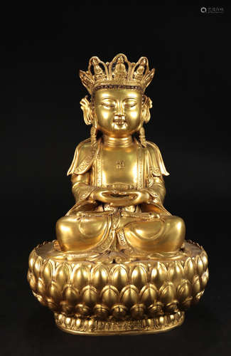 A GILT BRONZE CASTED AMITABHA BUDDHA