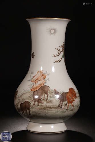 A ENAMELED GLAZE STORY PATTERN ZUN VASE