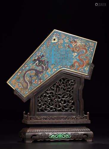 A CLOISONNE CASTED POETRY&DRAGON PATTERN ORNAMENT