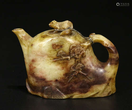 A SOAPSTONE STONE TEAPOT