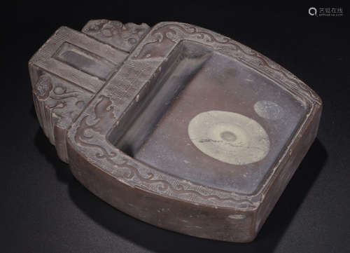 A PURPLE DUAN STONE SHAPED BELL INK SLAB