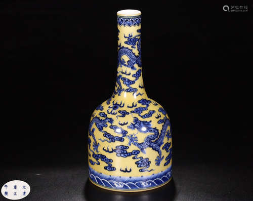 A YONGZHENG MARK GLAZE PAINTED FLOWER CLOUD DRAGON VASE