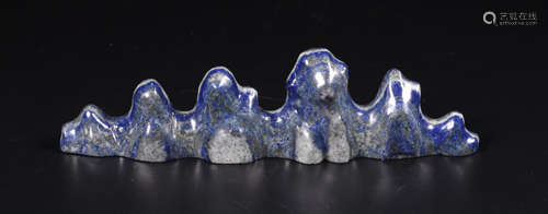 A LAPIS LAZULI PEN HOLDER SHAPED AS MOUNTAIN