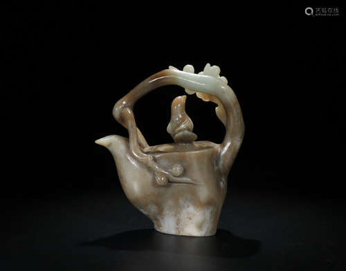 A HETIAN JADE TEAPOT OF HAPPINESS