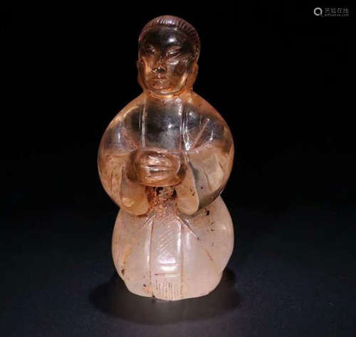 AN OLD CRYSTAL FIGURE ORNAMENT