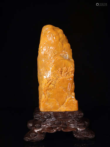 A STORY-TELLING SHOUSHAN TIANHUANG STONE ORNAMENT OF MOUNTAIN