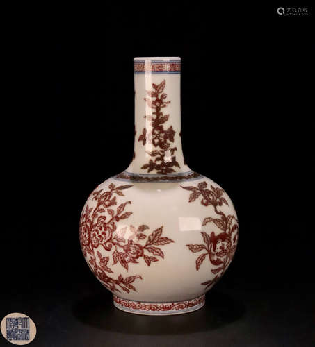 A QIANLONG MARK RED GLAZE 