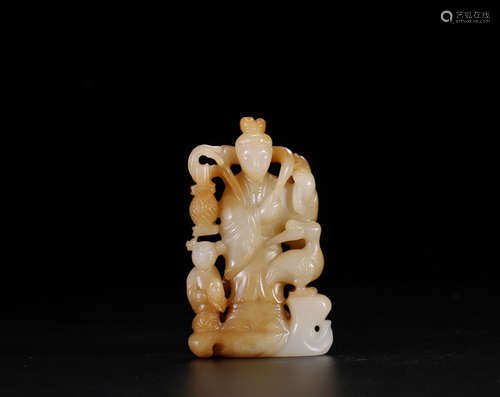 A HETIAN JADE FIGURE OF A LONG LIFE