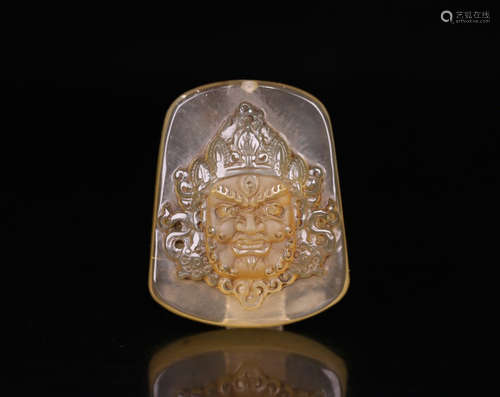 A FLOWER FORTUNE GOD YELLOW CRYSTAL PENDANT