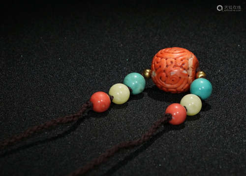 A NECKLACE MADE OF MOMO RED CORAL