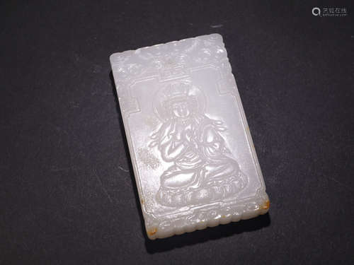 A HETIAN JADE BUDDHA TABLET