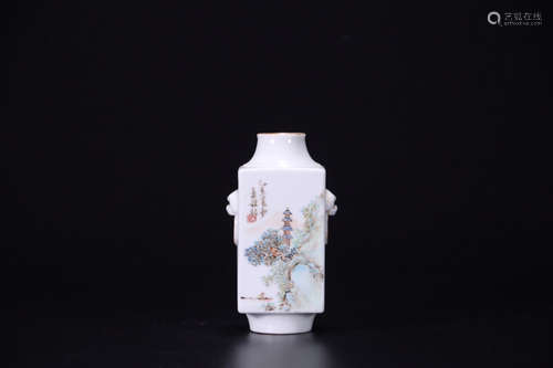 A FAMILLE ROSE GLAZE LANDSCAPE PATTERN CONG VASE