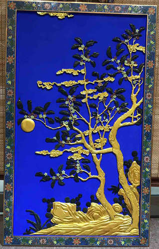 A CLOISONNE CASTED GEM DECORATED SCREEN