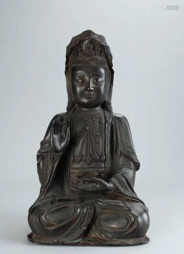 A BRONZE CASTED GUANYIN BUDDA