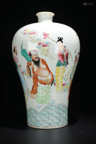 A FAMILLE ROSE STORY PATTERN MEI VASE