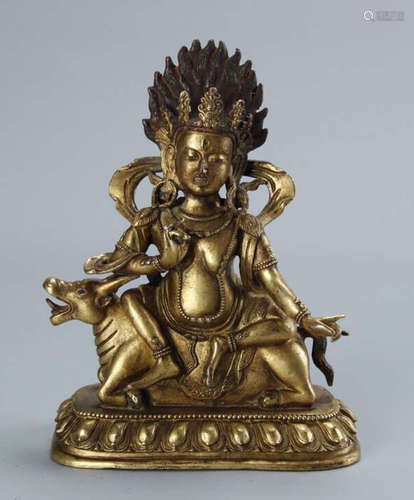 A GILT BRONZE TARA BUDDHA