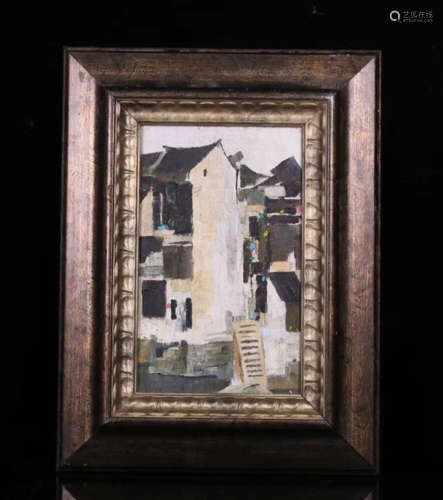A JIANGNAN WATER TOWN OIL PAINTING