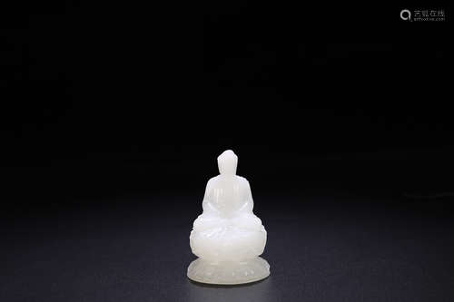 17-19TH CENTURY, A BUDDHA DESIGN HETIAN WHITE JADE  ORNAMENT, QING DYNASTY