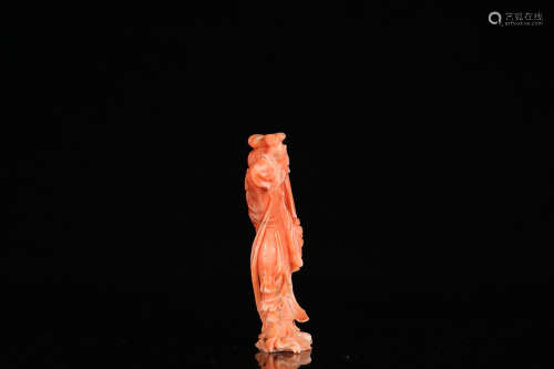 17-19TH CENTURY, A WOMAN DESIGN CORAL ORNAMENT, QING DYNASTY