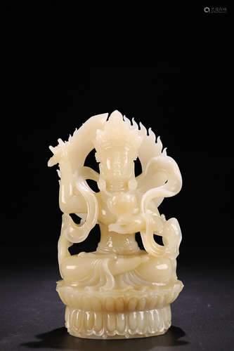 AN OLD BUDDHA DESIGN HETIAN JADE ORNAMENT