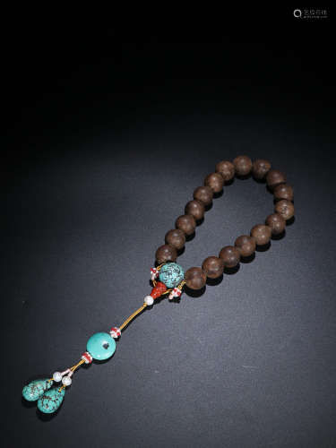 17-19TH CENTURY, AN OLD AGILAWOOD ROSARY, QING DYNASTY