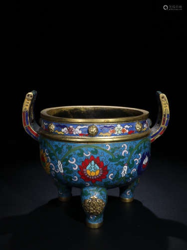 A FLORAL PATTERN ENAMEL CENSER