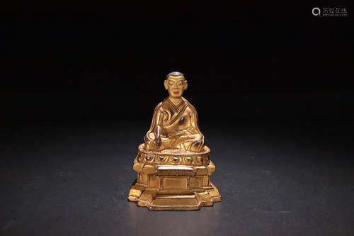 17-19TH CENTURY, A BUDDHA DESIGN GILT BRONZE ORNAMENT, QING DYNASTY