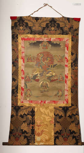 17-19TH CENTURY, A SILK TANGKA QING DYNASTY