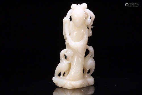 17-19TH CENTURY, A FAIRY DEISGN HETIAN JADE ORNAMENT, QING DYNASTY