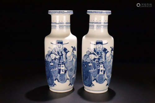 17-19TH CENTURY, A PAIR OF CHARACTER DESIGN PORCELAIN VASE, QING DYNASTY