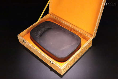 18-19TH CENTURY, AN OLD LANDSCAPE PATTERN DUAN STONE INKSTONE, LATE QING DYNASTY