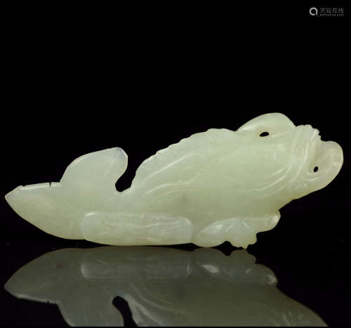 A Chinese Carved Jade Decoration with Fish Shape