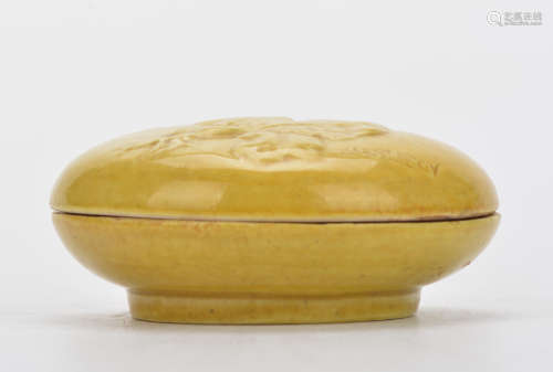 A Chinese Yellow Ground Porcelain Box with Cover